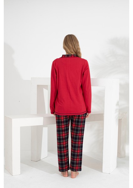 Angelique %100 Pamuk Uzun Kol Ekose Kadın Pijama Takımı 21224-25-26-27 indirimleri