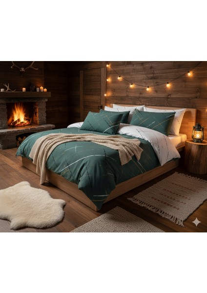 Ranforce Reflection Yeşil Çift Kişilik Nevresim Takımı