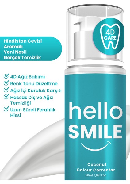 Anında Etkili Diş Jeli 50 ml SLS İçermeyen Hindistan Cevizi Aromalı Çay Kahve Lekesi Giderici