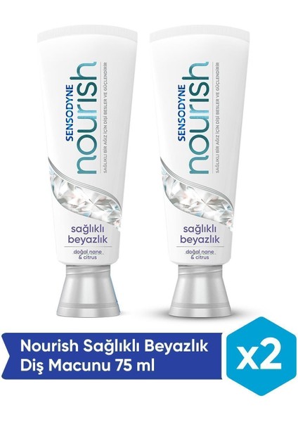 Diş Macunu Sağlıklı Beyazlık Doğal Nane ve Narenciye Aromalı 2x75 ml İkili Paket