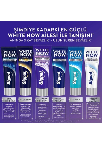 White Now Color Correct Diş Macunu 2x75 ml Nane Aromalı 3 Kat Etkili Anında Kalıcı Beyazlık