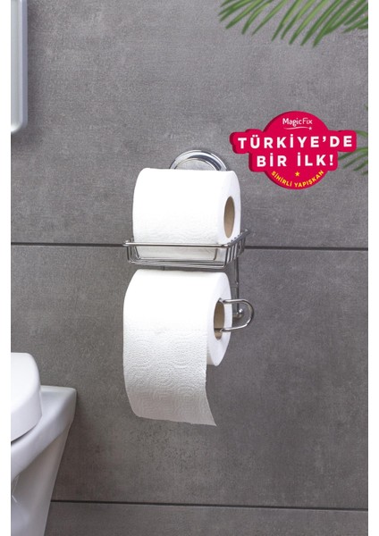 Magic Fix Yapışkanlı Krom WC Kağıtlık Paslanmaz Çelik Su Buharına Dayanıklı Modern Gümüş modelleri