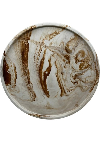 6 Parça Banyo Seti Beton Mermer Desenli Bej Kahverengi Suya Dayanıklı Şık Tasarım