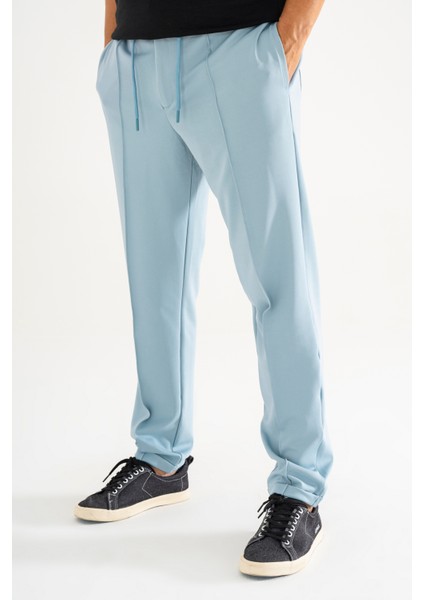 Erkek Açık Mavi Çımalı Rahat Spor Pantolon Duble Paça Jogger Eşofman Altı fiyatları