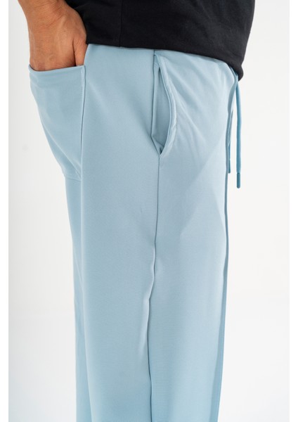 Erkek Açık Mavi Çımalı Rahat Spor Pantolon Duble Paça Jogger Eşofman Altı indirimleri