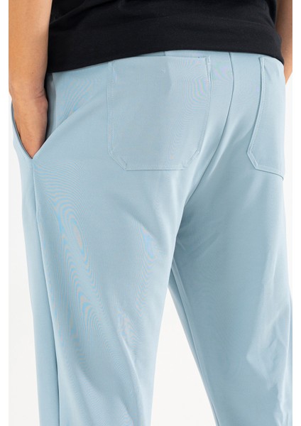 Erkek Açık Mavi Çımalı Rahat Spor Pantolon Duble Paça Jogger Eşofman Altı