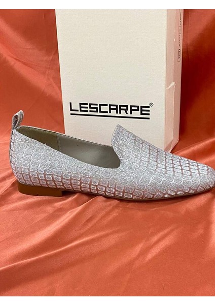 LES033 Altın Gold Dokulu Simli Kumaş Kadın Loafer-Babet fiyatları
