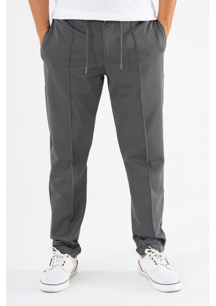 Erkek Füme Çımalı Rahat Spor Pantolon Duble Paça Jogger Eşofman Altı