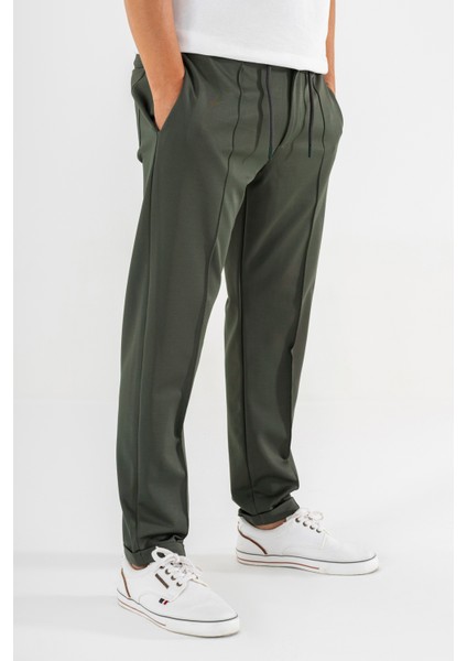 Erkek Haki Çımalı Rahat Spor Pantolon Duble Paça Jogger Eşofman Altı modelleri