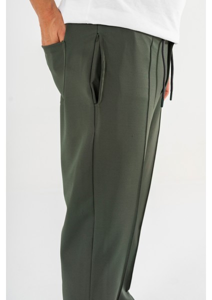 Erkek Haki Çımalı Rahat Spor Pantolon Duble Paça Jogger Eşofman Altı fırsatları