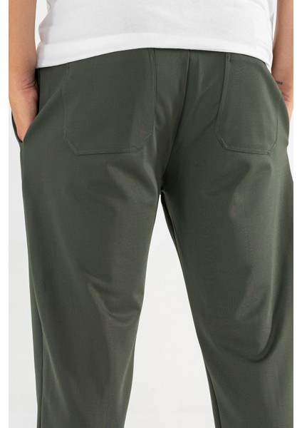 Erkek Haki Çımalı Rahat Spor Pantolon Duble Paça Jogger Eşofman Altı