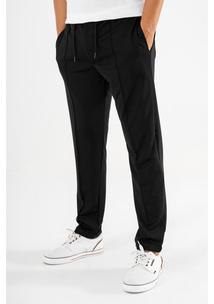 Erkek Siyah Çımalı Rahat Spor Pantolon Duble Paça Jogger Eşofman Altı fiyatları