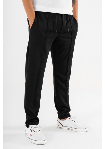 Erkek Siyah Çımalı Rahat Spor Pantolon Duble Paça Jogger Eşofman Altı modelleri