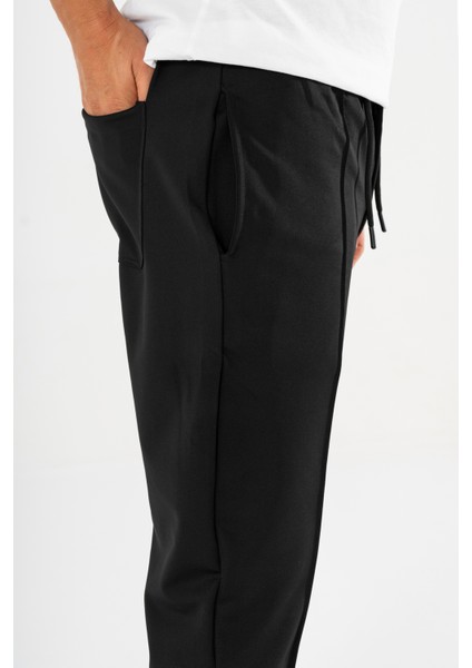 Erkek Siyah Çımalı Rahat Spor Pantolon Duble Paça Jogger Eşofman Altı indirimleri