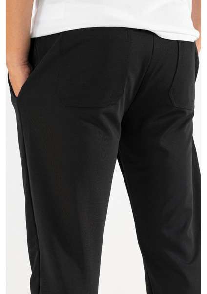 Erkek Siyah Çımalı Rahat Spor Pantolon Duble Paça Jogger Eşofman Altı