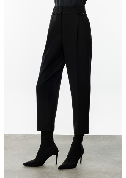 Kadın Önü Pileli Bol Paça Pantolon 4011 Siyah fiyatları