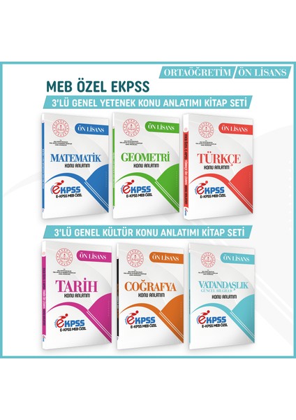 2026 MEB Özel EKPSS Önlisans-Ortaöğretim 6lı Konu Anlatım Kitap Modüler SETİ(A4 Boyut)BASKI ÜCRETİ