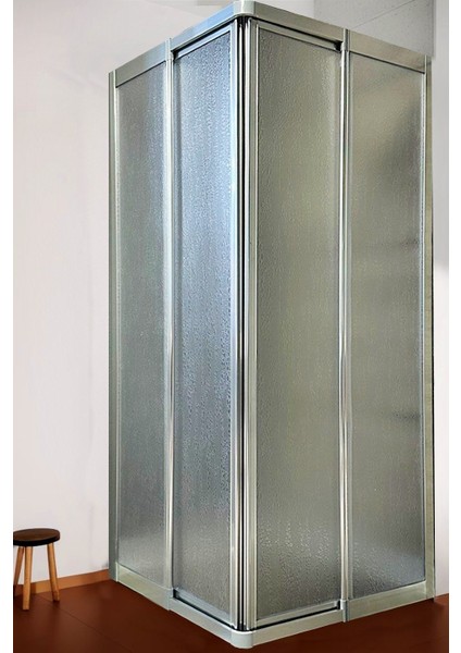 Parlak Profil Şerit Desen Mika Duşakabin Köşe