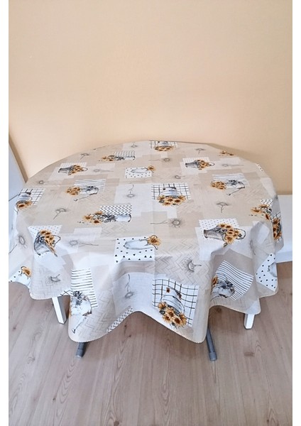 Altı Astarlı Yuvarlak Muşamba Masa Örtüsü -140 cm ÇAP-ELG30