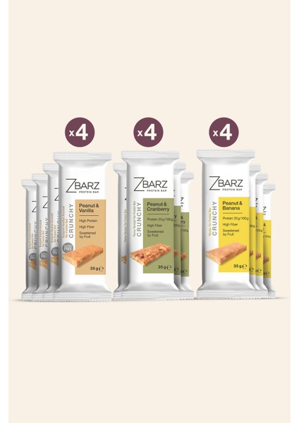 Crunchy Protein Bar Mix Kutu 4*3 ( 12 Adet )