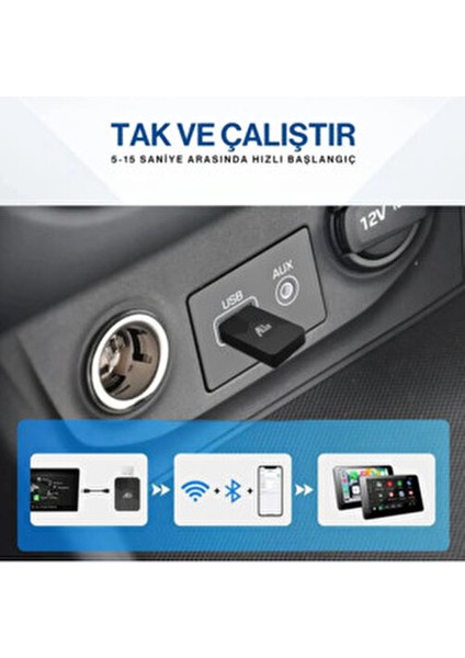 Kablosuz Carplay Adaptörü | iPhone & Android Uyumlu | Bağlantı Kopmaz Yeni Nesil indirimleri