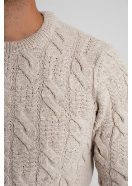 Trıst Star Erkek Bisiklet Yaka Saç Örgülü Yün Kazak TRIST-5346