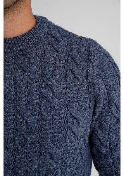 Trıst Star Erkek Bisiklet Yaka Saç Örgülü Yün Kazak TRIST-5346