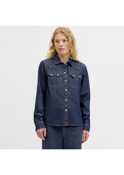 Kadin Cep Detayli Denim Gömlek - Jules