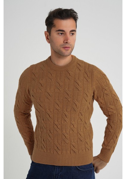 Trıst Star Erkek Bisiklet Yaka Saç Örgülü Yün Kazak TRIST-5346