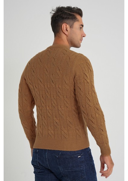 Trıst Star Erkek Bisiklet Yaka Saç Örgülü Yün Kazak TRIST-5346