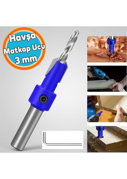 Ahşap Açma Havşa Matkap Ucu 3 mm Havşalı