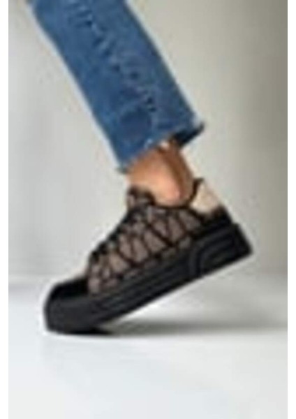 LES054 Bej-Siyah Kadın Spor Ayakkabı Sneaker fiyatları