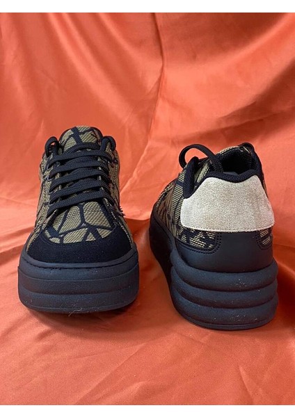 LES054 Bej-Siyah Kadın Spor Ayakkabı Sneaker indirimleri