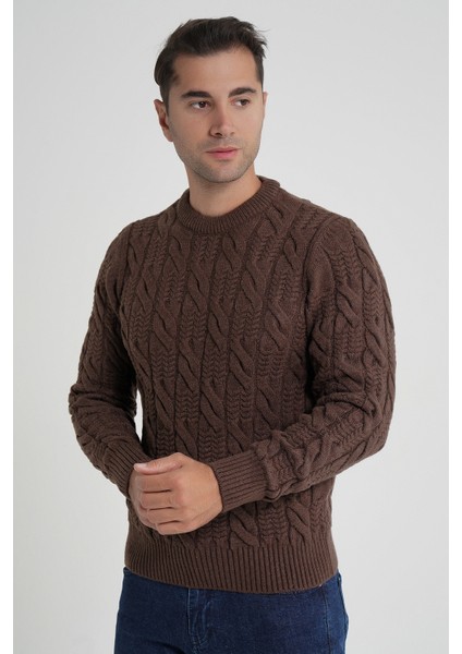 Trıst Star Erkek Bisiklet Yaka Saç Örgülü Yün Kazak TRIST-5346