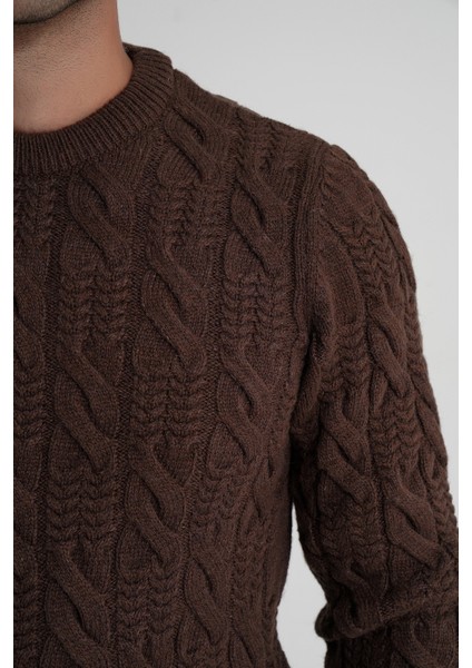 Trıst Star Erkek Bisiklet Yaka Saç Örgülü Yün Kazak TRIST-5346