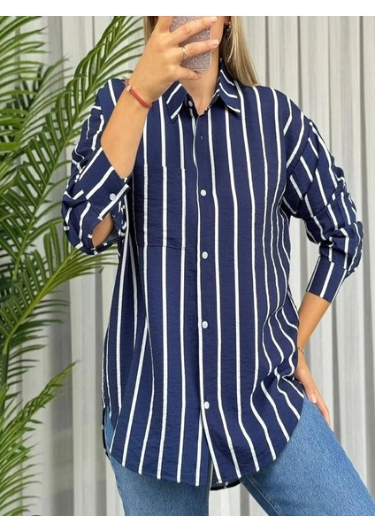 Çizgili Tek Cepli Gömlek fırsatları