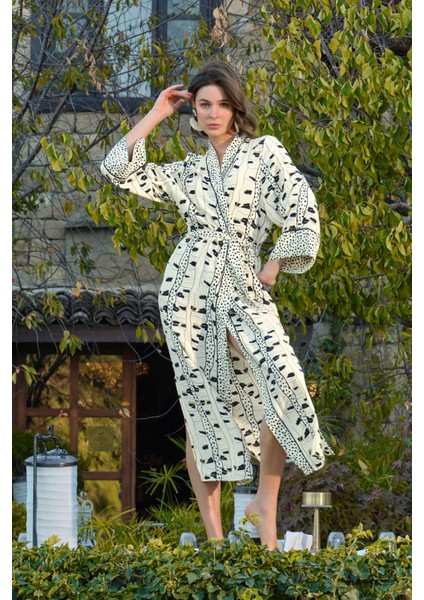 22041 Kadın Siyah-Beyaz Sabahlık modelleri