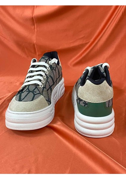 LES036 Yeşil Bej Kadın Spor Ayakkabı Sneaker indirimleri