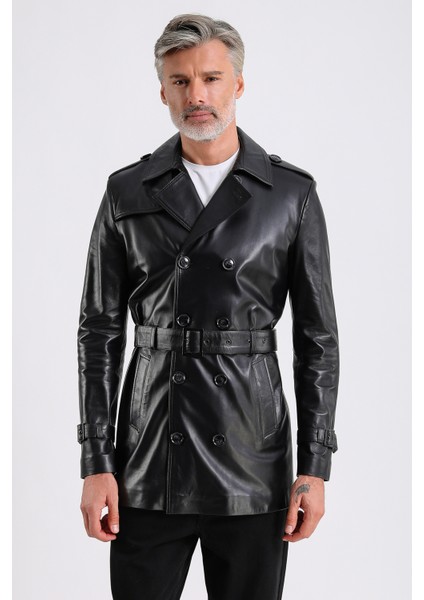 Moreno Erkek Hakiki Deri Trençkot