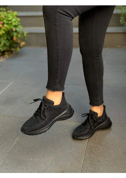 LES038 Siyah Taşlı Kadın Günlük Spor Ayakkabı Sneaker fiyatları