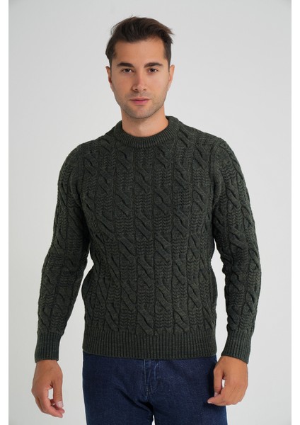 Trıst Star Erkek Bisiklet Yaka Saç Örgülü Yün Kazak TRIST-5346