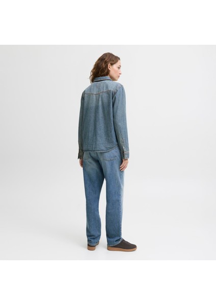 Kadin Cep Detayli Denim Gömlek - Jules modelleri