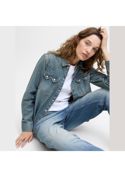 Kadin Cep Detayli Denim Gömlek - Jules fırsatları