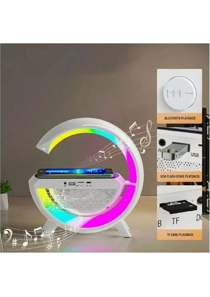 Kablosuz Şarj Istasyonu Bluetooth Hoparlörlü ve Radyolu Rgb LED Işıklı Masa ve Gece Lambası fiyatları