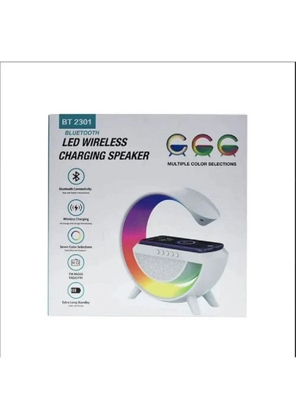 Kablosuz Şarj Istasyonu Bluetooth Hoparlörlü ve Radyolu Rgb LED Işıklı Masa ve Gece Lambası