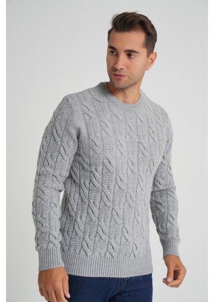 Trıst Star Erkek Bisiklet Yaka Saç Örgülü Yün Kazak TRIST-5346