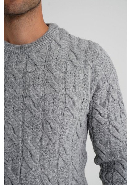 Trıst Star Erkek Bisiklet Yaka Saç Örgülü Yün Kazak TRIST-5346