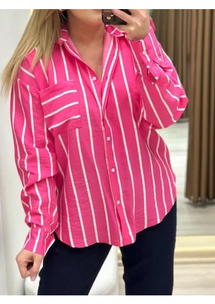 Çizgili Tek Cepli Gömlek modelleri