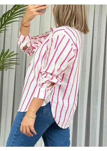 Çizgili Tek Cepli Gömlek modelleri