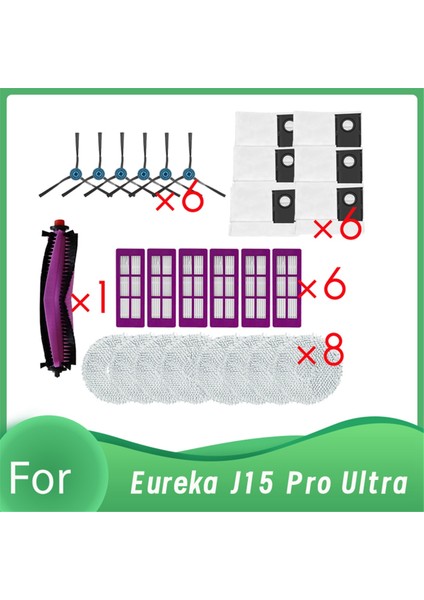 Eureka J15 Pro Ultra Kendiliğinden Boşalan Robot Vakum Silindiri Yan Fırça Hepa Filtre Paspas Pedi Toz Torbası Için 27 Adet (Yurt Dışından) fırsatları